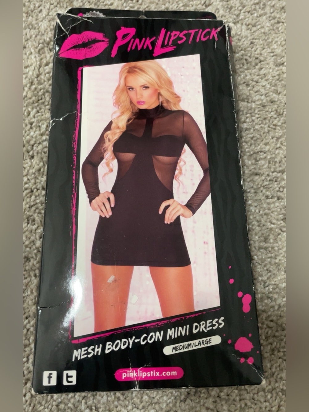 Lipstick Boutique Black Mesh Bodycon Mini Dress with Sheer Panels